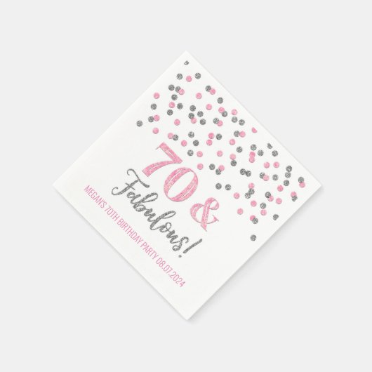 Silver Pink Confetti 70 & Fabulous Serviette (Ecke)