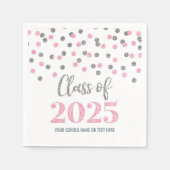 Silver Pink Confetti Class of 2025 Napkins Serviette (Vorderseite)