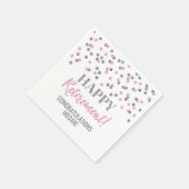 Silver Pink Confetti Happy Retirement Serviette (Ecke)