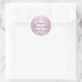 Silver & Pink Damask Pearl Quinceanera Sticker (Tasche)