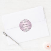 Silver & Pink Damask Pearl Quinceanera Sticker (Umschlag)