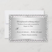 Silver & Pink Diamond Damask Quinceanera UAWG RSVP Karte (Rückseite)