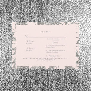 Silver & Pink Elegante Wedding UAWG RSVP Karte