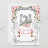 Silver & Pink Floral Charra Quinceanera Geburtstag Einladung (Rückseite)