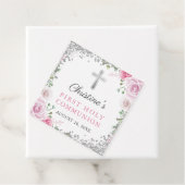 Silver Pink Floral First Heilige Kommune Vielen Da Geschenkanhänger (Beispiel)