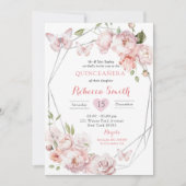 Silver Pink Floral Mexican Girl Sweet 16 Geburtsta Einladung (Vorderseite)