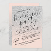 Silver Pink Funkelnd Glitzer Ombre Bachelorette Einladung (Vorne/Hinten)