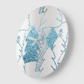 Silver Pink Glitzer Winter Metallic Blue Holidays Große Wanduhr (Winkel)