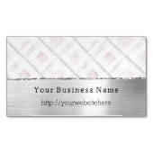 Silver Pink Glitzy Stripes Business name website Magnetische Visitenkarte (Vorderseite)