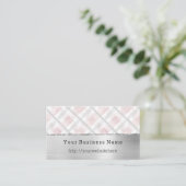 Silver Pink Glitzy Stripes Business name website Visitenkarte (Stehend Vorderseite)