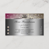 Silver Pink Gold Glitzer Rhinestones und Logo Chic Visitenkarte (Rückseite)