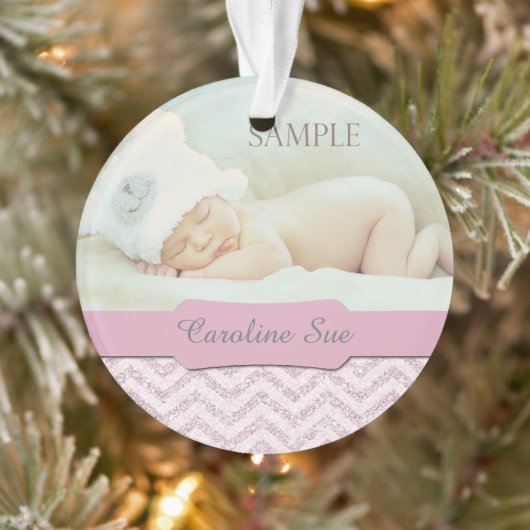 Silver Pink Imitate Glitzer Baby 1. Weihnachtsfest Ornament (Baum)