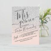 Silver Pink Imitats Funkelnd Glitzer Ombre Quincea Einladung (Stehend Vorderseite)