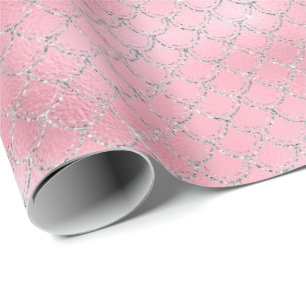 Silver Pink Mermaid Geschenkpapier