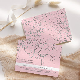 Silver Pink Mis Quince Anos Spanish Response Card Einladung