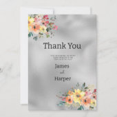 Silver pink orange mint floral theme Thank You Einladung (Vorderseite)