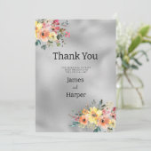 Silver pink orange mint floral theme Thank You Einladung (Stehend Vorderseite)