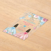 Silver Pink & Pastel Blauer Schmetterling Quinceañ Acryleinladungen (Ablage )