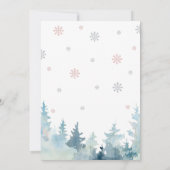 Silver & Pink Snowflake Winter Forest Baby Shower Einladung (Rückseite)