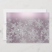 Silver Pink Sparkle Snowflake Foto Sweet 16 Einladung (Rückseite)