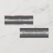 Silver Pink Stainless Steel Metal Look Mini Visitenkarte (Vorne/Hinten)