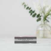 Silver Pink Stainless Steel Metal Look Mini Visitenkarte (Stehend Vorderseite)