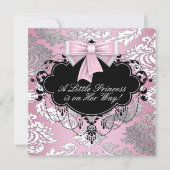 Silver Pink und Black Princess Baby Girl Dusche Einladung (Vorderseite)