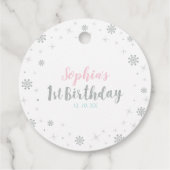 Silver, Pink und Blue Winter Onederland Vielen Dan Geschenkanhänger (Rückseite)