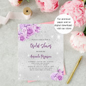Silver Pink violet Bridal Dusche Einladung