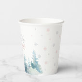 Silver & Pink Winter Onderland 1. Geburtstag Party Pappbecher (Rückseite)