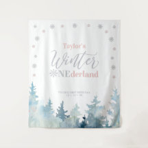 Silver Pink Winter onderland 1. Geburtstag Tapeste