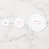 Silver & Pink Winter Snowflake Girl Babydusche Konfetti (Vorderseiten)