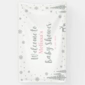 Silver Pink Winter Wonderland Baby Dusche Willkomm Banner (Vertikal)