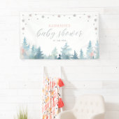 Silver & Pink Winter Wonderland Baby Showbanner Banner (Insitu)