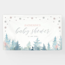Silver & Pink Winter Wonderland Baby Showbanner