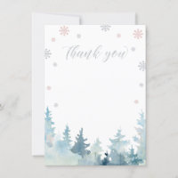 Silver & Pink Winter Wonderland Danke Karte