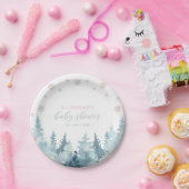 Silver & Pink Winter Wonderland Snow Baby Dusche Pappteller (Party)