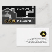 Silver Pipes Building Frame Plumber Service Visitenkarte (Vorne/Hinten)
