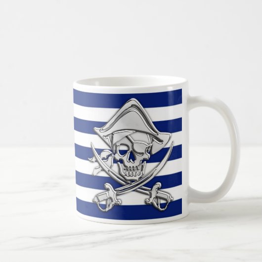 Silver Pirate auf nautischen Streifen Kaffeetasse (Rechts)