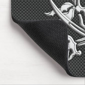 Silver Pirate on Black Carbon Fibre Decor Mousepad (Ecke)