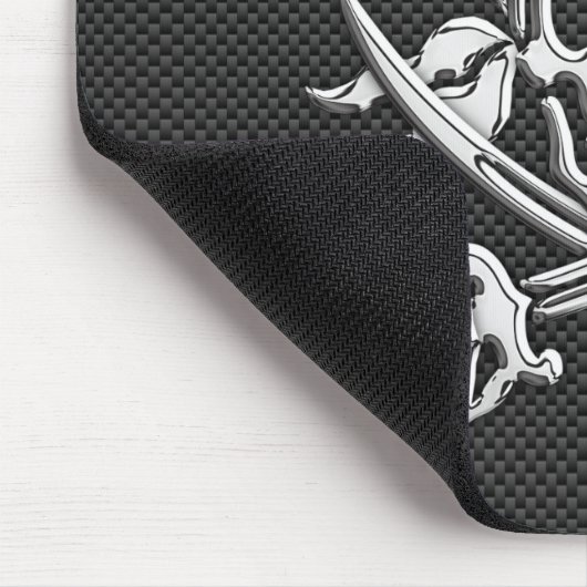 Silver Pirate on Black Carbon Fibre Decor Mousepad (Ecke)