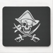 Silver Pirate on Black Carbon Fibre Decor Mousepad (Vorne)