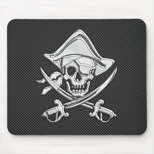 Silver Pirate on Black Carbon Fibre Decor Mousepad (Vorne)