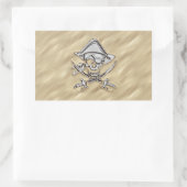 Silver Pirate Skull in der Sand-Dekoration Rechteckiger Aufkleber (Tasche)