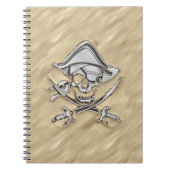 Silver Pirate Skull in Sand Notizblock (Vorderseite)