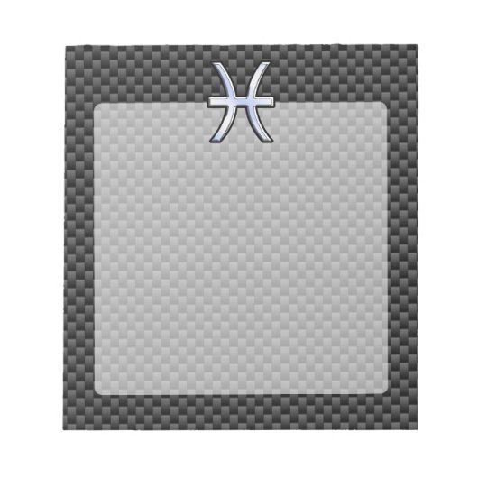 Silver Pisces Zodiac Sign auf Carbon Fibre Print Notizblock (Vorderseite)