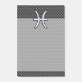 Silver Pisces Zodiac Sign auf Carbon Fibre Print Post-it Klebezettel (Vorderseite)