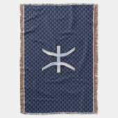 Silver Pisces Zodiac Sign Blue Carbon Fibre Print Decke (Vorderseite Vertikal)