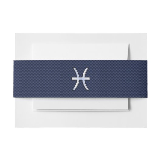 Silver Pisces Zodiac Sign Blue Carbon Fibre Print Einladungsbanderole (Vorderseite Beispiel)