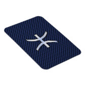 Silver Pisces Zodiac Sign Blue Carbon Fibre Print Magnet (Rechte Seite)